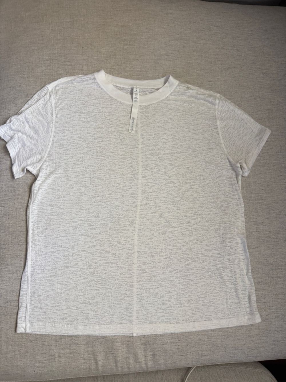 lululemon All Yours Sheer White Textured Crew Tee Oversized